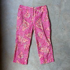 Lilly Pulitzer Pink Cha Cha Butterfly Dot Capri Crop Pants 8 Vintage